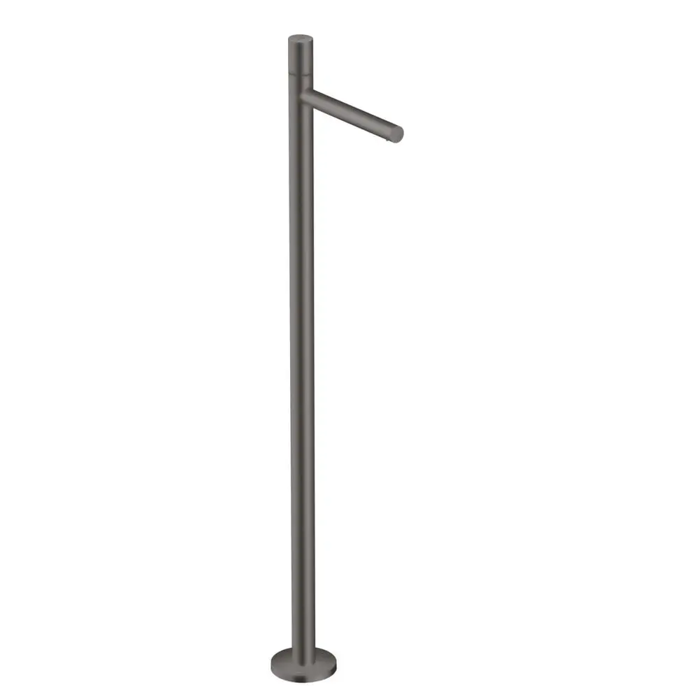 Bodenstehender Wasserhahn in gebürstetem Schwarzchrom von AXOR, mit einem einzelnen Griff und ohne Ablaufgarnitur, zeigt ein minimalistisches Design.
